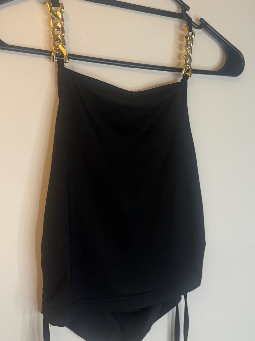 SHEIN Black Camisole with Gold Chain Straps